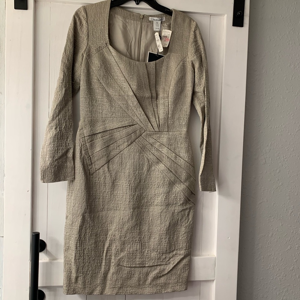 Oscar de la Renta taupe dress